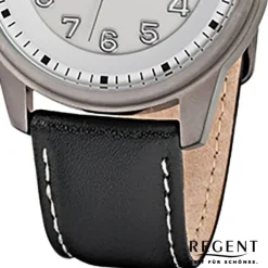 Regent Herren-Armbanduhr 32-F-846 Quarz-Uhr Leder-Armband schwarz URF846