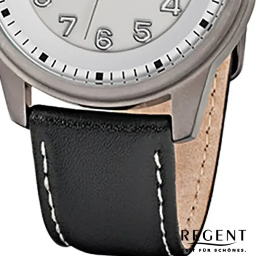 Regent Herren-Armbanduhr 32-F-846 Quarz-Uhr Leder-Armband schwarz URF846