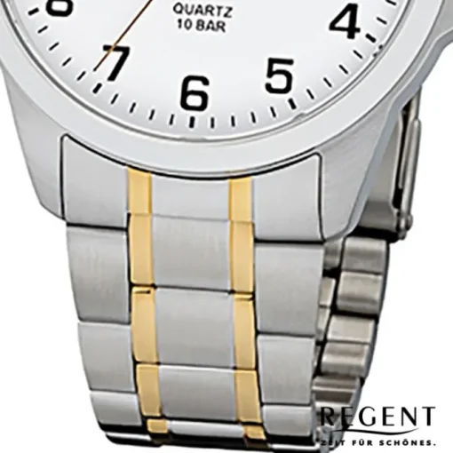 Regent Herren-Armbanduhr 32-F-1014 Edelstahl-Armband silber gold URF1014