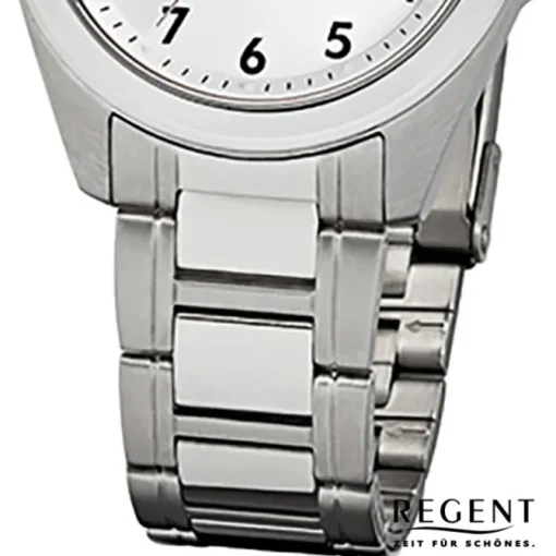 Regent Herren-Armbanduhr F-524 Quarz-Uhr Stahl-Armband silber weiß URF524