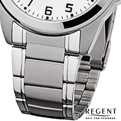 Regent Herren-Armbanduhr F-923 Quarz-Uhr Stahl-Armband silber grau URF923