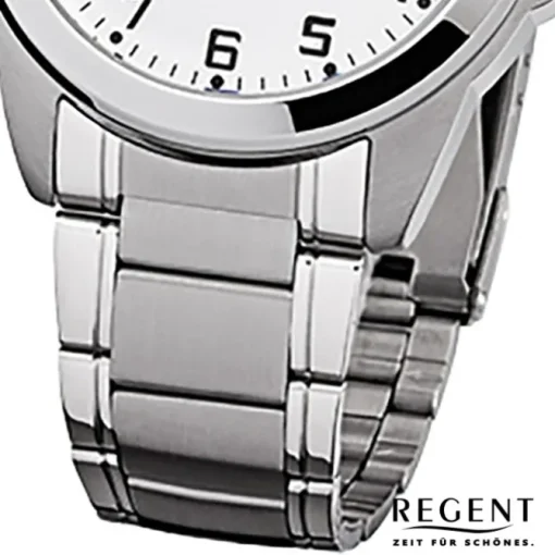Regent Herren-Armbanduhr F-923 Quarz-Uhr Stahl-Armband silber grau URF923