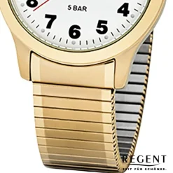 Regent Herren-Armbanduhr 32-F-1017 Quarz-Uhr Edelstahl-Armband gold URF1017