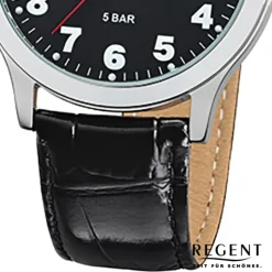 Regent Herren-Armbanduhr 32-F-1023 Quarz-Uhr Leder-Armband schwarz URF1023