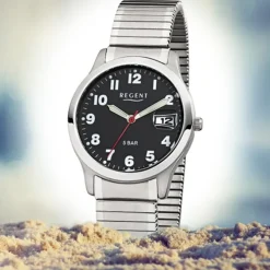 Regent Herren-Armbanduhr F-895 Quarz-Uhr Stahl-Armband silber URF895