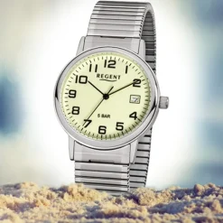 Regent Herren-Armbanduhr F-706 Quarz-Uhr Stahl-Armband silber URF706