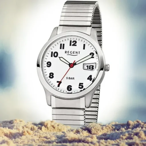 Regent Herren-Armbanduhr F-897 Quarz-Uhr Stahl-Armband silber URF897