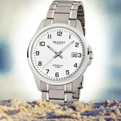 Regent Herren-Armbanduhr F-925 Quarz-Uhr Titan-Armband silber URF925