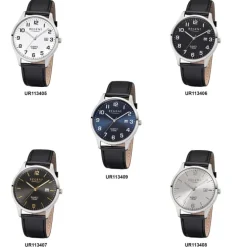 Regent Herren-Armbanduhr F-1241 Quarz-Uhr Leder-Armband schwarz UR1113405