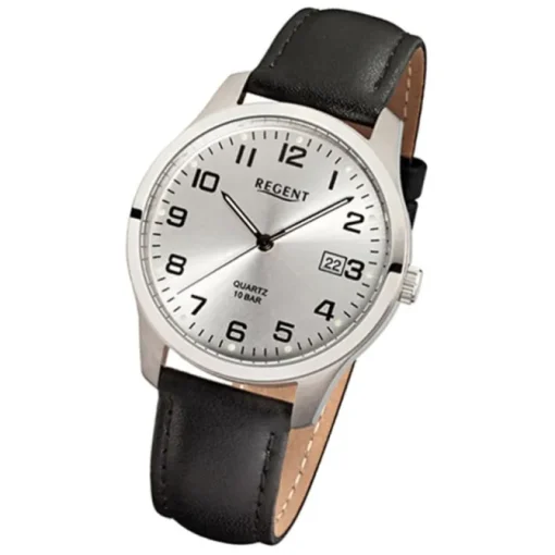 Regent Herren-Armbanduhr Mineralglas Quarz Titan schwarz URF931