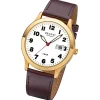 Regent Herren-Armbanduhr Mineralglas Quarz Leder braun URF789