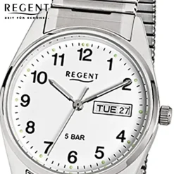 Regent Herren-Armbanduhr Mineralglas Quarz Edelstahl silber URF292