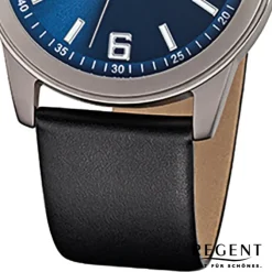 Regent Herren-Armbanduhr Mineralglas Quarz Titan schwarz URF844