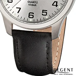 Regent Herren-Armbanduhr Mineralglas Quarz Titan schwarz URF931