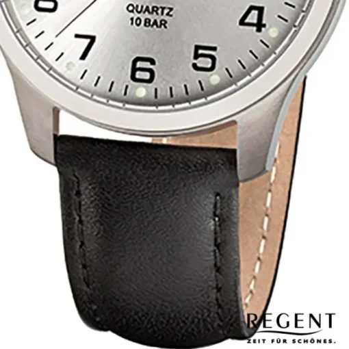 Regent Herren-Armbanduhr Mineralglas Quarz Titan schwarz URF931