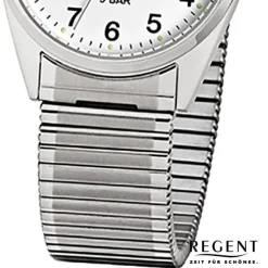 Regent Herren-Armbanduhr Mineralglas Quarz Edelstahl silber URF292