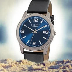 Regent Herren-Armbanduhr Mineralglas Quarz Titan schwarz URF844