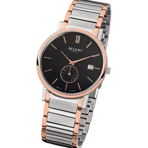 Regent Herren-Armbanduhr Quarz Uhr Edelstahl-Band silber rosegold Uhr URGM1409