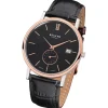 Regent Herren-Armbanduhr Quarz-Uhr Leder-Armband schwarz Uhr URGM1453