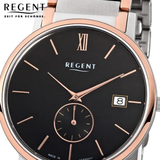 Regent Herren-Armbanduhr Quarz Uhr Edelstahl-Band silber rosegold Uhr URGM1409