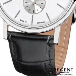 Regent Herren-Armbanduhr Quarz-Uhr Leder-Armband schwarz Uhr URGM1451