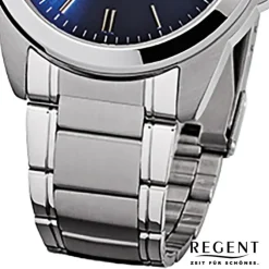 Regent Herren-Armbanduhr Saphirglas Quarz Edelstahl silber URF922