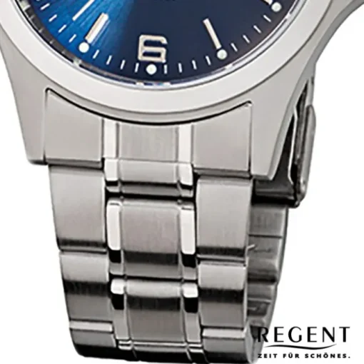 Regent Herren-Armbanduhr Saphirglas Quarz Edelstahl silber URF654