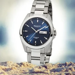 Regent Herren-Armbanduhr Saphirglas Quarz Edelstahl silber URF526