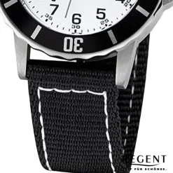 Regent Jugend Armbanduhr Analog Textilarmband schwarz weiß URF1374