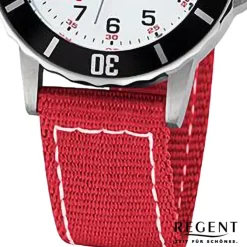 Regent Jugend Armbanduhr Analog Textilarmband rot weiß URF1376