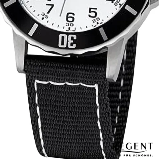 Regent Jugend Armbanduhr Analog Textilarmband schwarz weiß URF1374