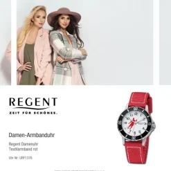 Regent Jugend Armbanduhr Analog Textilarmband rot weiß URF1376