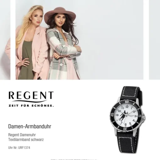 Regent Jugend Armbanduhr Analog Textilarmband schwarz weiß URF1374