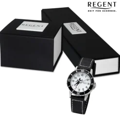 Regent Jugend Armbanduhr Analog Textilarmband schwarz weiß URF1374