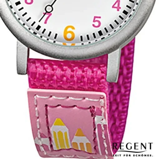 Regent Kinder Aluminium Armbanduhr Stifte Quarz Textil pink Mädchen Uhr URF730