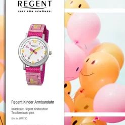 Regent Kinder Aluminium Armbanduhr Stifte Quarz Textil pink Mädchen Uhr URF730