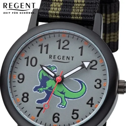 Regent Kinder Armbanduhr Dino Textilarmband schwarz URF1378