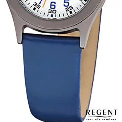 Regent Kinder-Armbanduhr - Kinderuhren - Quarz Leder blau URF947