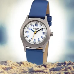 Regent Kinder-Armbanduhr - Kinderuhren - Quarz Leder blau URF947