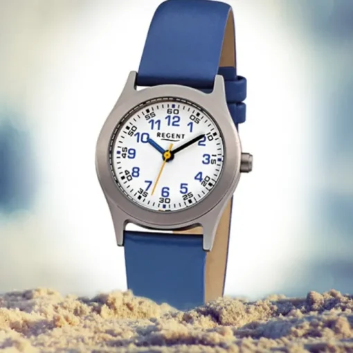 Regent Kinder-Armbanduhr - Kinderuhren - Quarz Leder blau URF947