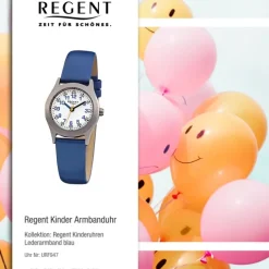 Regent Kinder-Armbanduhr - Kinderuhren - Quarz Leder blau URF947