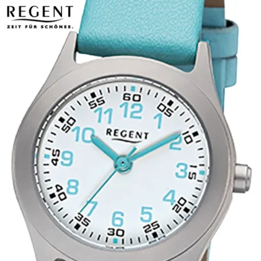 Regent Kinder-Armbanduhr 32-F-1119 Quarz-Uhr Leder-Armband türkis URF1119