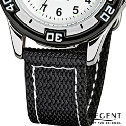 Regent Kinder-Armbanduhr F-318 Quarz-Uhr Textil-Stoff-Armband schwarz URF318