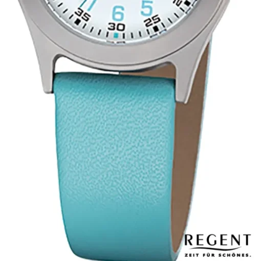 Regent Kinder-Armbanduhr 32-F-1119 Quarz-Uhr Leder-Armband türkis URF1119