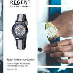 Regent Kinderuhr Armbanduhr Analog PURarmband dunkelblau. Grau URF1474