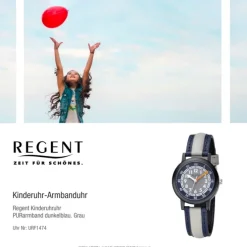 Regent Kinderuhr Armbanduhr Analog PURarmband dunkelblau. Grau URF1474