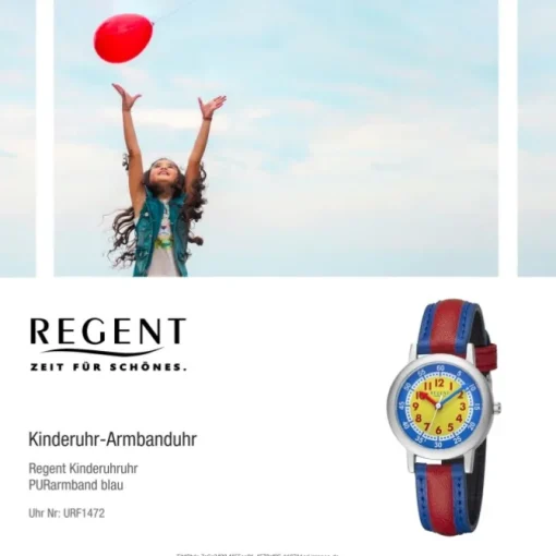 Regent Kinderuhr Armbanduhr Analog PURarmband blau rot URF1472