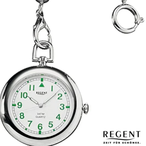 Regent Taschenuhr Herren P-39 Quarz-Uhr mit Lederkette und Ledertäschchen URP039