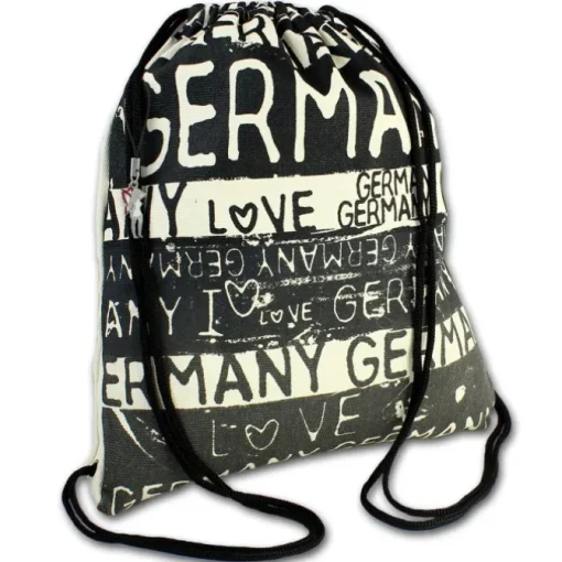 Robin Ruth Rucksack Baumwolle schwarz/beige Sportrucksack Turnbeutel OTG6070S