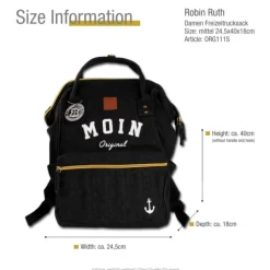 Robin Ruth Rucksack Baumwolle schwarz weiß ORG111S
